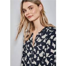 Street One Gemusterte Bluse - Deep Tint Blau