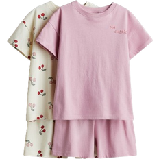 H&M Cotton Pajamas 2-pack - Dusty Pink/Cherries (1272043006)