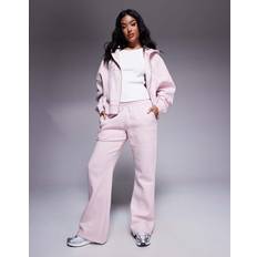 Kaiia Embroidered Logo Wide Leg Jogger Co-Ord - Pink Chai