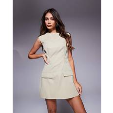 MISSYEMPIRE Bengaline Structured Pocket Detail Mini Dress - Beige