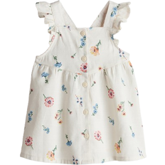 Kleider H&M Flounce Trimmed Cotton Dress - Cream/Floral(1123540008)