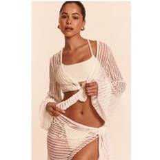 Vita Saronger & Kimonos PrettyLittleThing Textured Front Tie Beach Top - White