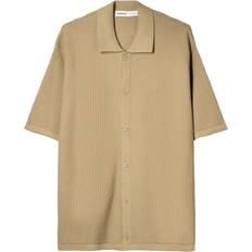 Bershka Button Through Knitted Shirt - Brown