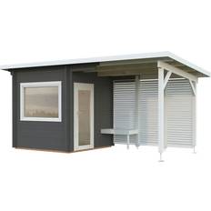 Basturum Palmako Saunahaus Sanna 4,1 + 5,9 m2 Dunkelgrau/Weiß Lackiert