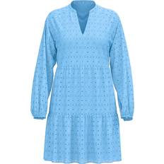 Blå - Genanvendt materiale Kjoler Object Kjole OBJLaila Gia L/S RE Short Dress - Blue