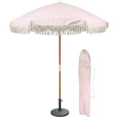 Harbour Housewares Tassel Fringed Wooden Garden Parasol Set 220cm H x 140cm W x 55.1cm D