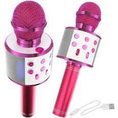 Bärbar Rosa Bluetooth Karaoke Mikrofon med Högtalare