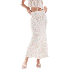 New Look Floral Midi Skirt - Cream/White
