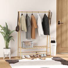 Homcom Klädförvaring Homcom Fristående Klädställning i Bambu med Skoställ 116 x 43,5 x 160 cm Klädhängare