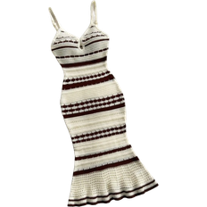 Shein Damen Urlaubs Kleid aus gestricktem Stoff mit schwarz-weißen
