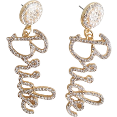 Shein Rhinestone Letter Decor Drop Earrings