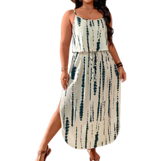 Shein Soft TieDye Plus Dress With Slit And Cinched Waist