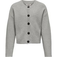 146/152 Trøjer Kids Only Kogkatia LS Short Oneck Cardigan - Light Grey Melange