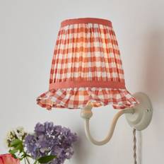 Dunelm Carys Frilled Gingham Lamp - Orange Shade ∅ 15cm