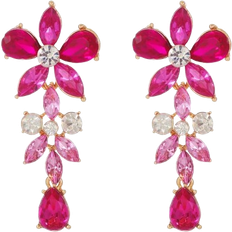 Shein 1pair Fashionable Geometric Shape Colorful Rhinestone Decor Long Palace Style Flower Dangle Earrings For Women, Statement Trendy Accessory, Gift