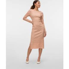 Vero Moda Vmjulia LS Boatneck Calf Dress - Rosa