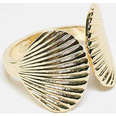 Pieces Clam Shell Adjustable Ring - Gold Tone