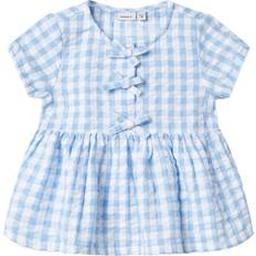 Bomuld Bluser & Tunikaer Name It Bluse NMFFISINA - Lyseblå/Hvid