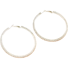 Shein Fashionable Full Rhinestone Silver/golden Hoop Earrings For Women