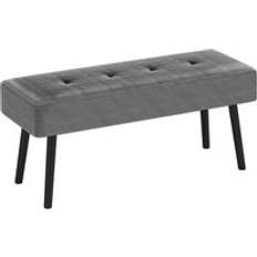 Settee Benches Homcom End of Bed with Thick Padding and Steel Legs Settee Bench