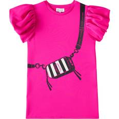 Kids Printed Puff-Sleeve Dress - Pink