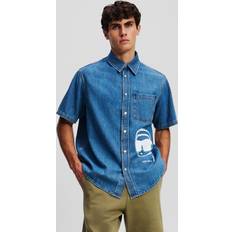 Karl Lagerfeld Herre Skjorter Karl Lagerfeld Ikon Short-sleeved Denim Shirt - Light Blue Denim