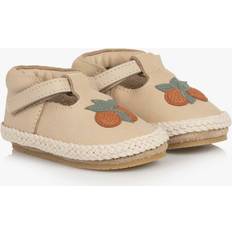 Beige First Steps Children's Shoes Donsje Baby Girls Beige Leather Pre-Walkers With Appliqué - Oranges