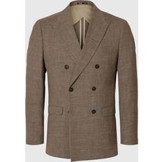 Brown - Men Blazers Selected Slim Fit Double-breasted Blazer