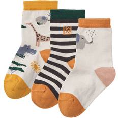 Liewood Cotton Safari Socks 3 Pack - Grey Yellow