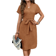 Shein Damen A-Linie Kleid mit Gürtel, Lässig Sommerkleid