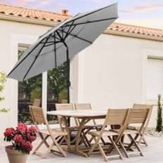 Metal Parasols Garden Sanctuary 3M Light Grey 3-tier Outdoor Metal Crank Stand Patio Umbrella