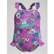 Purple Swimwear Speedo Girls Learn To Swim Printed Frill Thinstrap - Purple