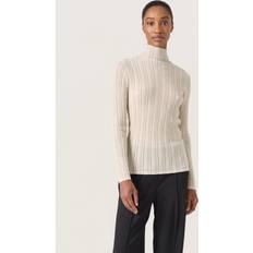 Knitted Sweaters - Silver Jumpers Soaked in Luxury Laisa Metallic Turtleneck Sweater - Silver