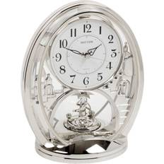 Table Clocks Rhythm Silver Oval Mantel with Pendulum Table Clock