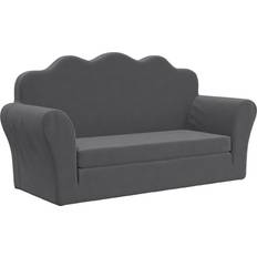 Kinder-Schlafsofa 2-Sitzer Anthrazit Weicher Plüsch