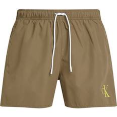 Men - Yellow Swimwear Calvin Klein Medium Drawstring Swim Shorts - CK Monogram