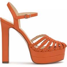 Jessica Simpson Inaia High Heel Platform Sandals Tangerine Faux Leather