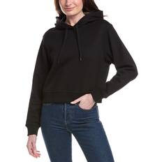 Burberry Jumpers Burberry Women's Talley Embroidery Logo Check Hooded Sweatshirt - Black