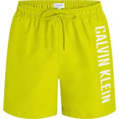 Calvin Klein Yellow Swimwear Calvin Klein Men's Medium Leg Length Drawstring Side Logo Swim Shorts - Lemonade Yellow