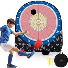 Table Sports Costway Large Dart Board for Kids Foldable and Portable Dartboard with 4 Kick Balls Black