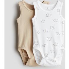 Bodysuits Children's Clothing on sale H&M Baby Sleeveless Cotton Bodysuits - Beige