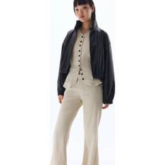 H&M Linen-Blend Tailored Trousers - Light Beige
