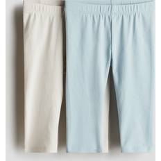 Turkosa Byxor Barnkläder H&M Baby Super Soft Cotton Jersey Leggings - Turquoise
