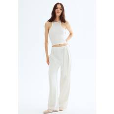 H&M White Trousers & Shorts H&M Belted Trousers - White