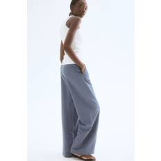 Recycled Materials - Suit Trousers H&M Ladies Blue Wide Linen-Blend Trousers - Blue