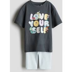 H&M Girls 2-Piece Printed Set - Grey
