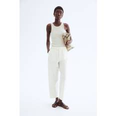 H&M Linen Blend Drawstring Trousers - White