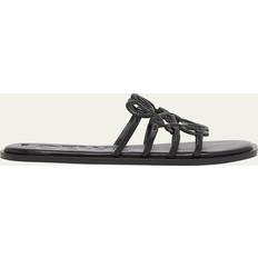 Petal Anagram Leather Slides - Black