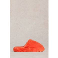 Orange Innetofflor White Stuff Faux Fur Mule Slippers - Mid Coral