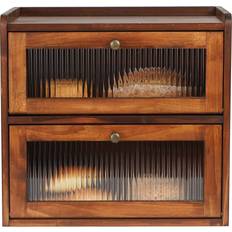 Double-Decker Wooden Bin Vintage Front-Opening Storage
